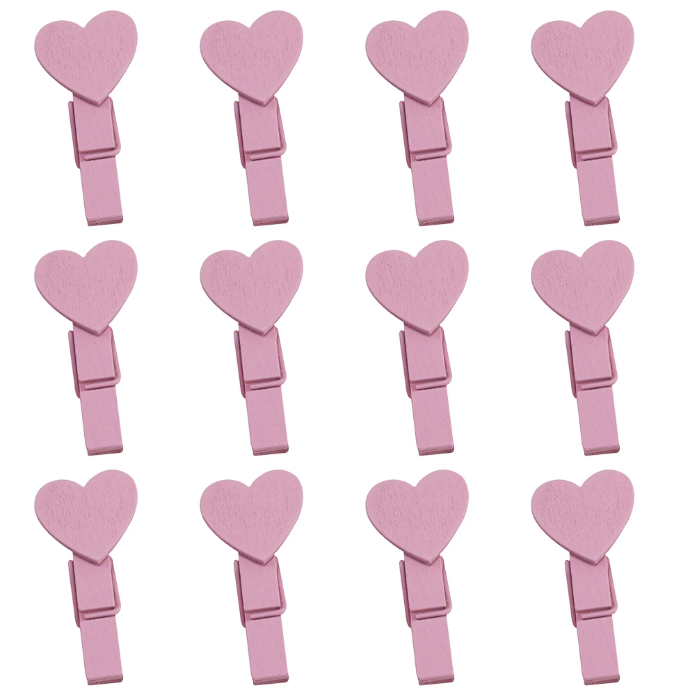

50 Pcs Heart Shaped Wooden Clips for Photo Ticket Postcard Craft Projects Home Decoration Mini Size Clothespins Peg
