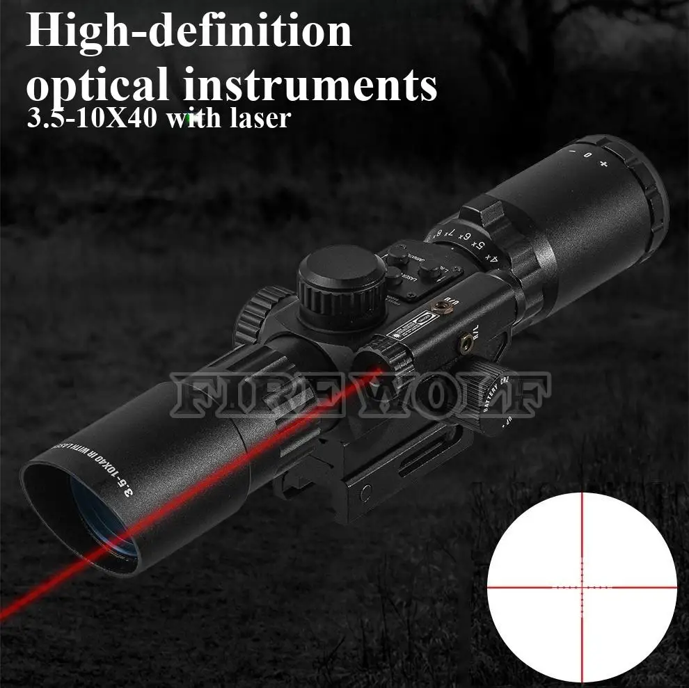 

Firewolf-M-3.5-10X40IR Integrated Red Laser Cross Hair Diverging Telescope with Red and Green Lights