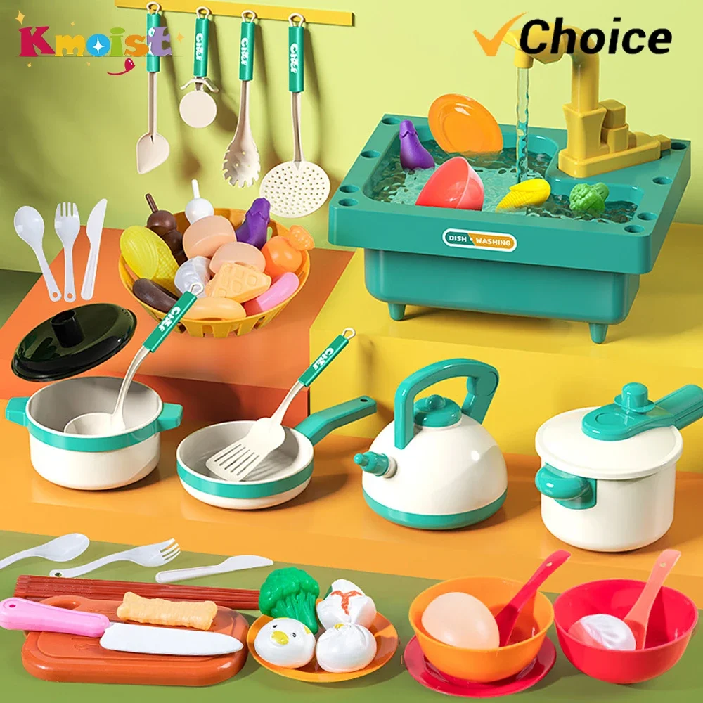 Giocattolo per lavello elettrico bambino finta gioca a riculation giocattolo da cucina per acqua con tablewareaccessori per alimenti vegetali giocattoli per regalo per bambini