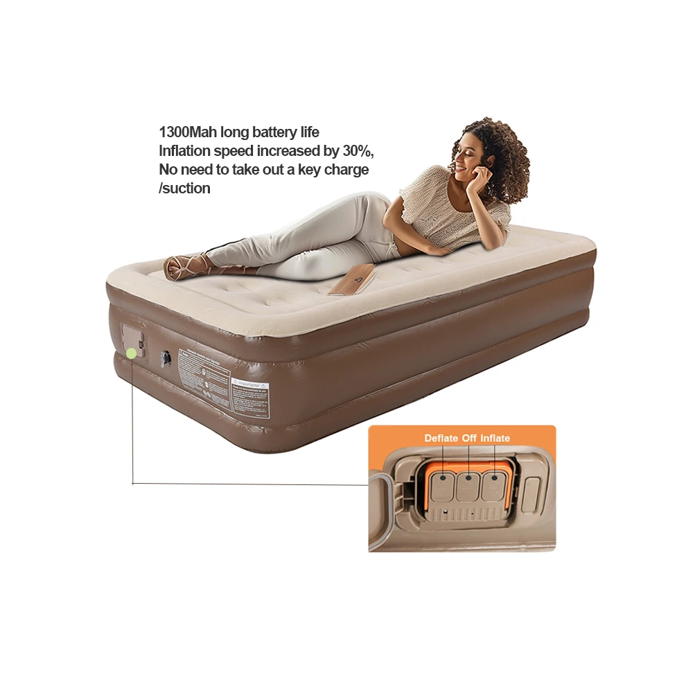 

Dual Size Durable Air Mattress with Built-in Pump Colchon Inflatable Camping Portable Outdoor Air Bed Family Park