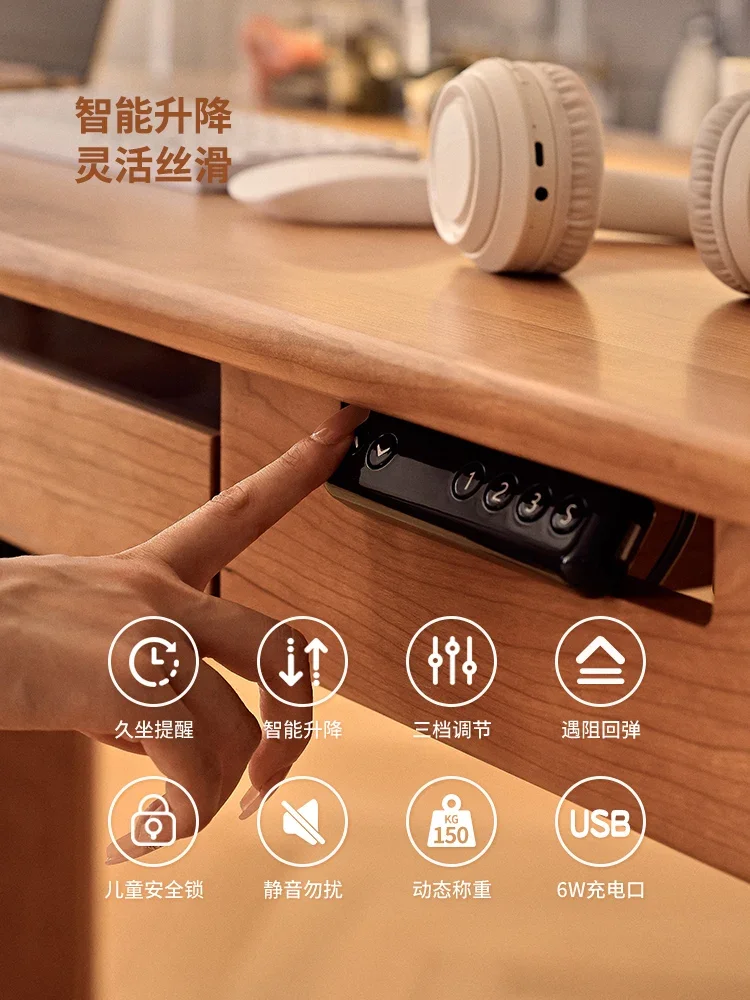 مكتب كهربائي قابل لضبط الارتفاع من الخشب الصلب الاسكندنافي - طاولة كمبيوتر مريحة مع إعداد الذاكرة المسبقة | المكتب المنزلي والغامي #4