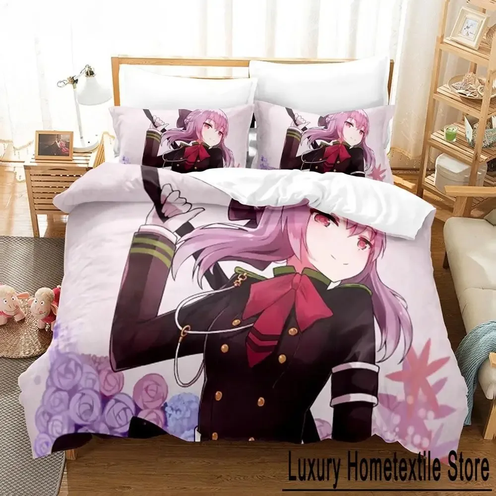 

Anime Seraph of the end 3D Print Bedding Set Cartoon Duvet Covers Pillowcases Double Size Bedclothes Decoration Home Textiles