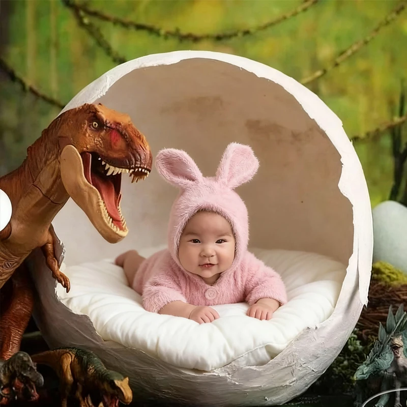 

Newborn Photography Clothing Cute Knit Hat+Jumpsuit 2Pcs/set Studio Baby Photo Props Accessories Infant Shoot Rabbit Clothes