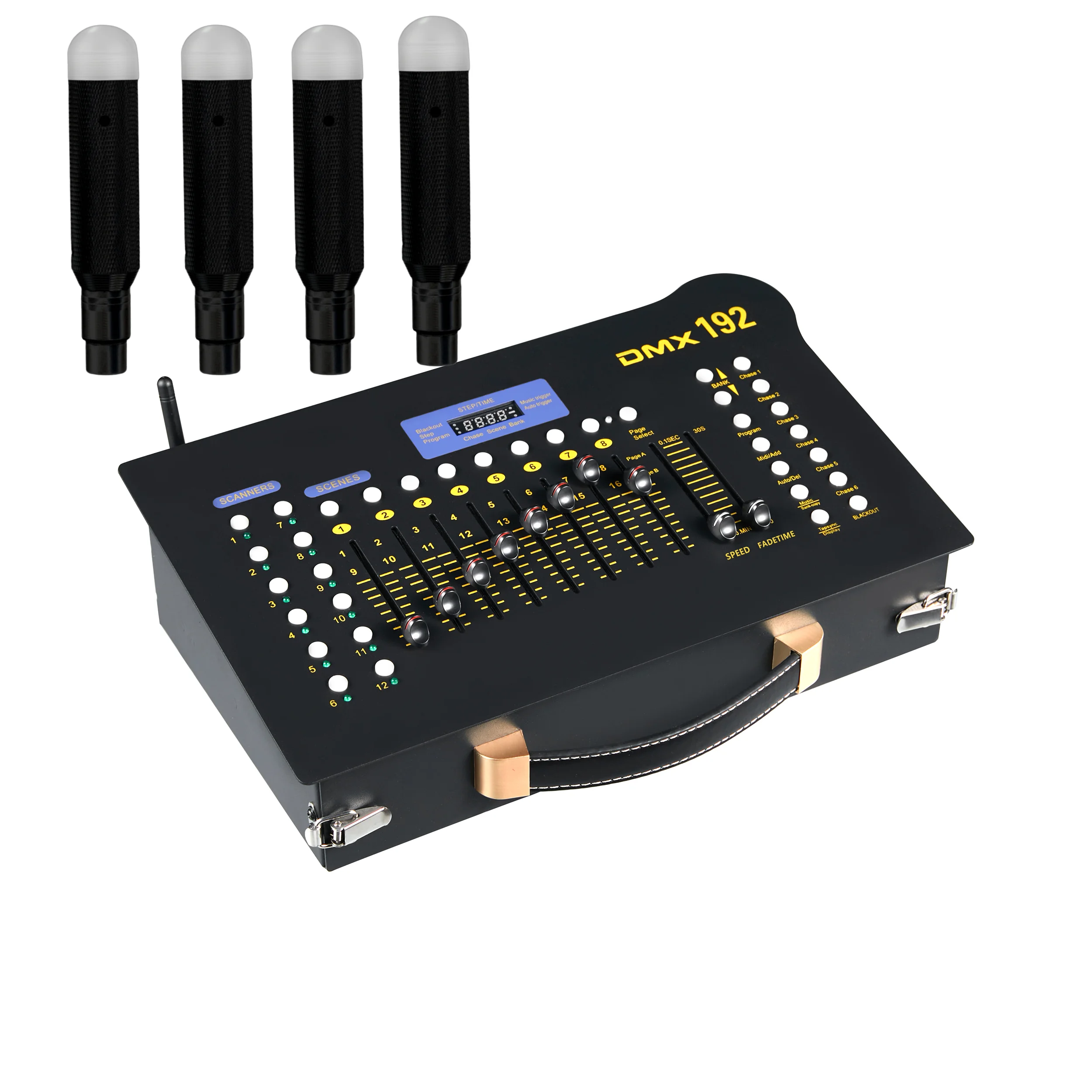 

DMX 192 Stage Light Controller, Stage Lighting Console for Party, Night Club,1pcs DMX192 Controller +4Charging receiver