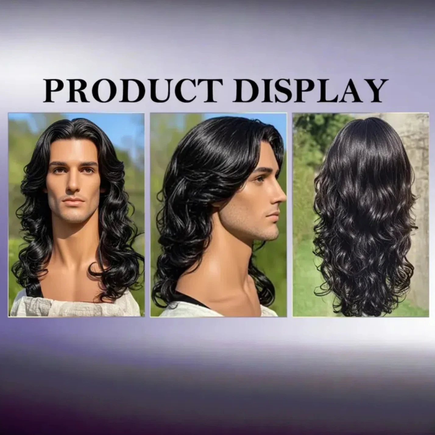 شعر مستعار صناعي مجعد أسود فضفاض للرجال - مظهر طبيعي، خفيف الوزن، مسامي، مريح للاستخدام اليومي أو المناسبات الخاصة #5