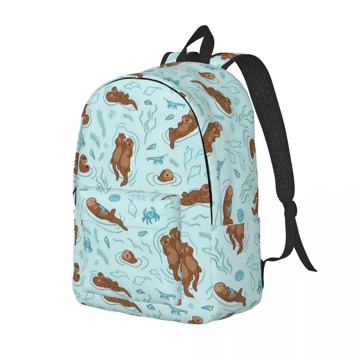 Mochila Kawaii Sea Otters para hombre y mujer, bolsa de lona para ordenador portátil y portátil, mochila de moda con diseño de animales bonitos para deportes, escuela secundaria, senderismo, viaje