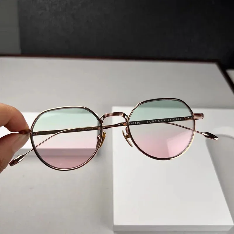 Retro Titanium Vintage Round Design Frame Men Aesthetic Distinctive Women Sunglasses Modern Technique FONTANA