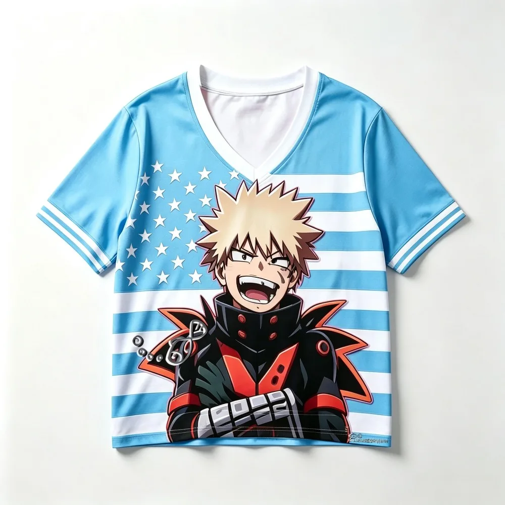 26 Men T-Shirt Izuku Katsuki 3d Printed Football Jersey My Hero Academia Anime Short Sleeve T-Shirt Outdoor Men Fashion T-Shirt