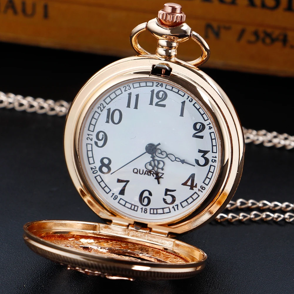 Montre de poche à quartz creuse avec diamant, théâtre de luxe, collier charmant, pendentif pull, illustration artisanale, JOClock