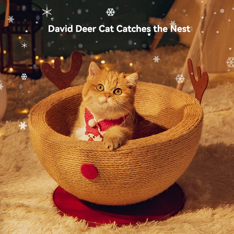 

Wholesale Cat Scratching Bowl Sisal Column Cat Scratching Bed for Playing Christmas Pet Toy Stable Cat Scratching Post