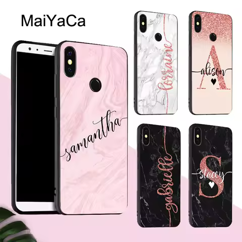 Custom Name Initials Rose Gold marble For Xiaomi Redmi Note 11 10 9 8 Pro 10S 9A 9T Mi 11 Lite 11T POCO X3 Pro GT M3 M4 F3 Case