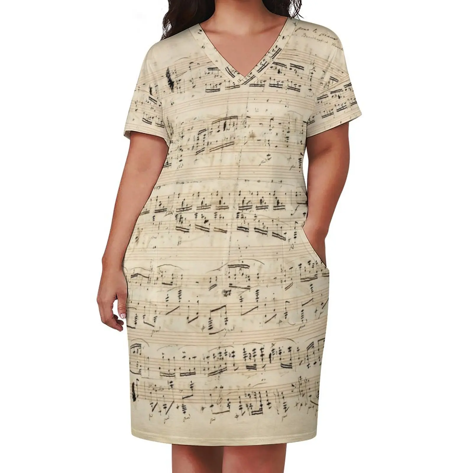 Antique Sheet Music Chopin Manuscript Loose Pocket Dress Women's skirt summer outfits for women 2025 Long dress