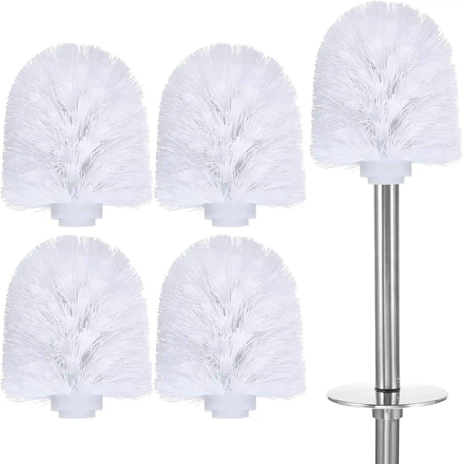 

5 Pack Toilet Brush Replacement Heads - Universal Plastic Bowl Brush with Dense Bristles, Spherical Design for Bathroom Cleaning