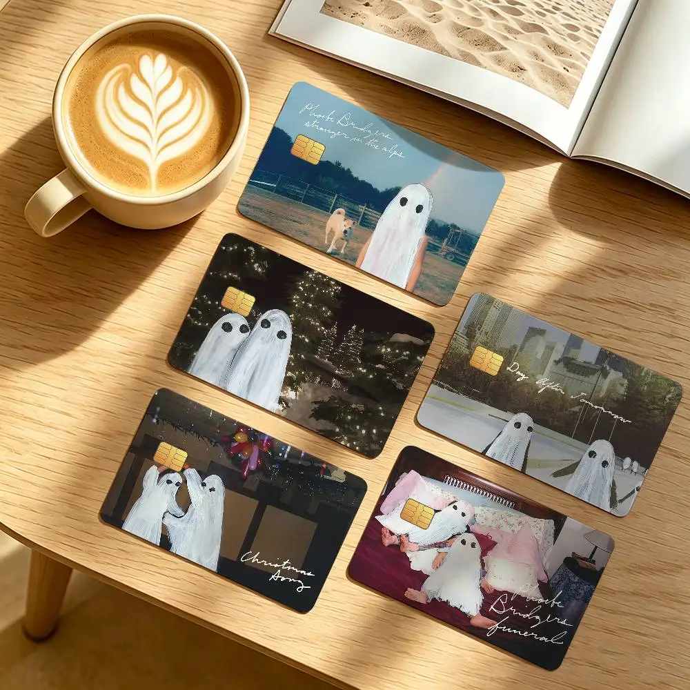 Singer P-Phoebe Bridgers Credit Card Public Transportation Cards Protective Sticker Waterproof Card Face Decoration 4PCS