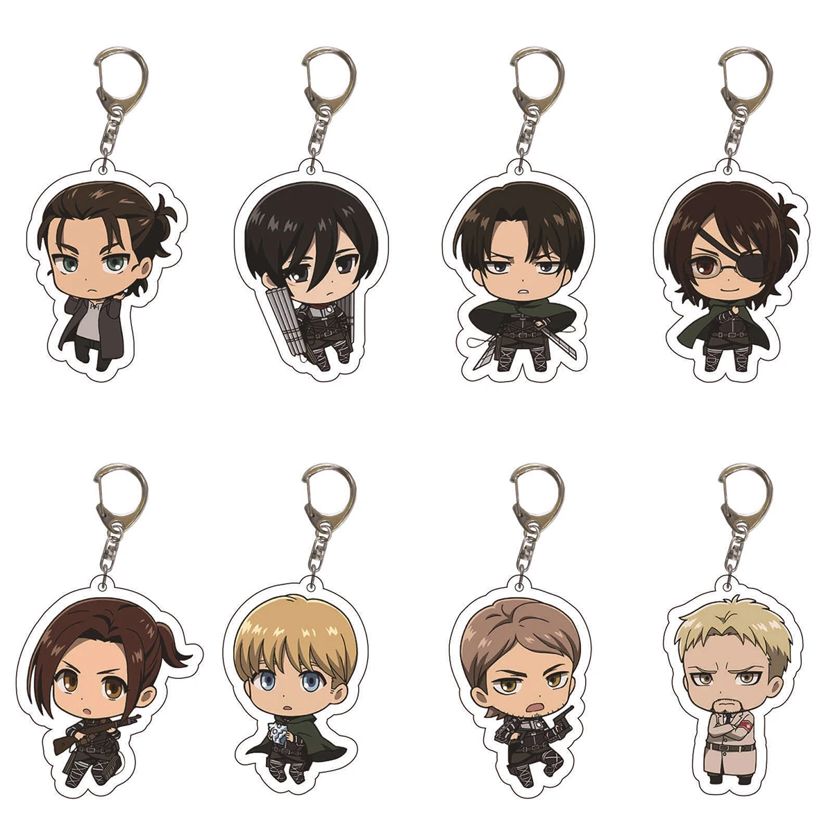 4/8pcs/set Anime Keychain Attack on Titan Cute Cartoon Car Accessories for Bag Pendant Shingeki No Kyojin Friend Gifts wholesale