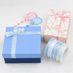 Baby Foot Bear Pattern Bronzing Ribbon, Birthday Gift, Wrapping Letter, Pattern Printing, New