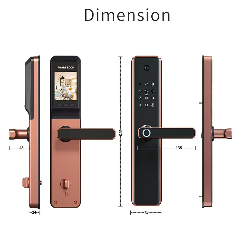 3D 얼굴 가시 지능형 홈 자동 투야 와이파이 앱, 생체 암호, 디지털 지문 인식, 스마트 문짝 잠금 장치