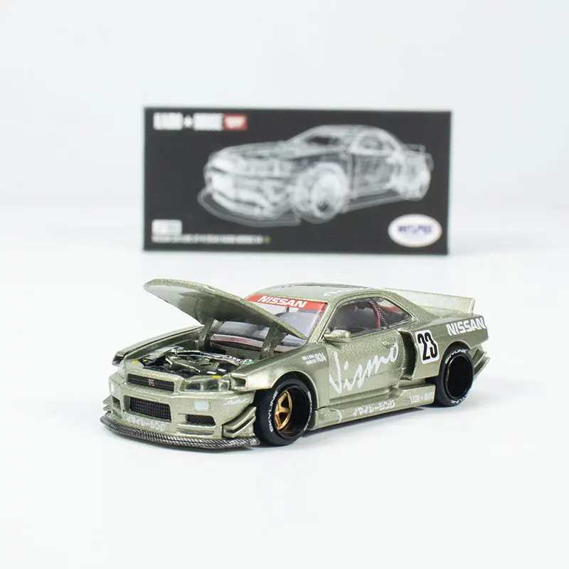 1:64 Nissan GTR R34 diecasting alloy simulation model, children's collection of decorative toys, holiday gifts for children.