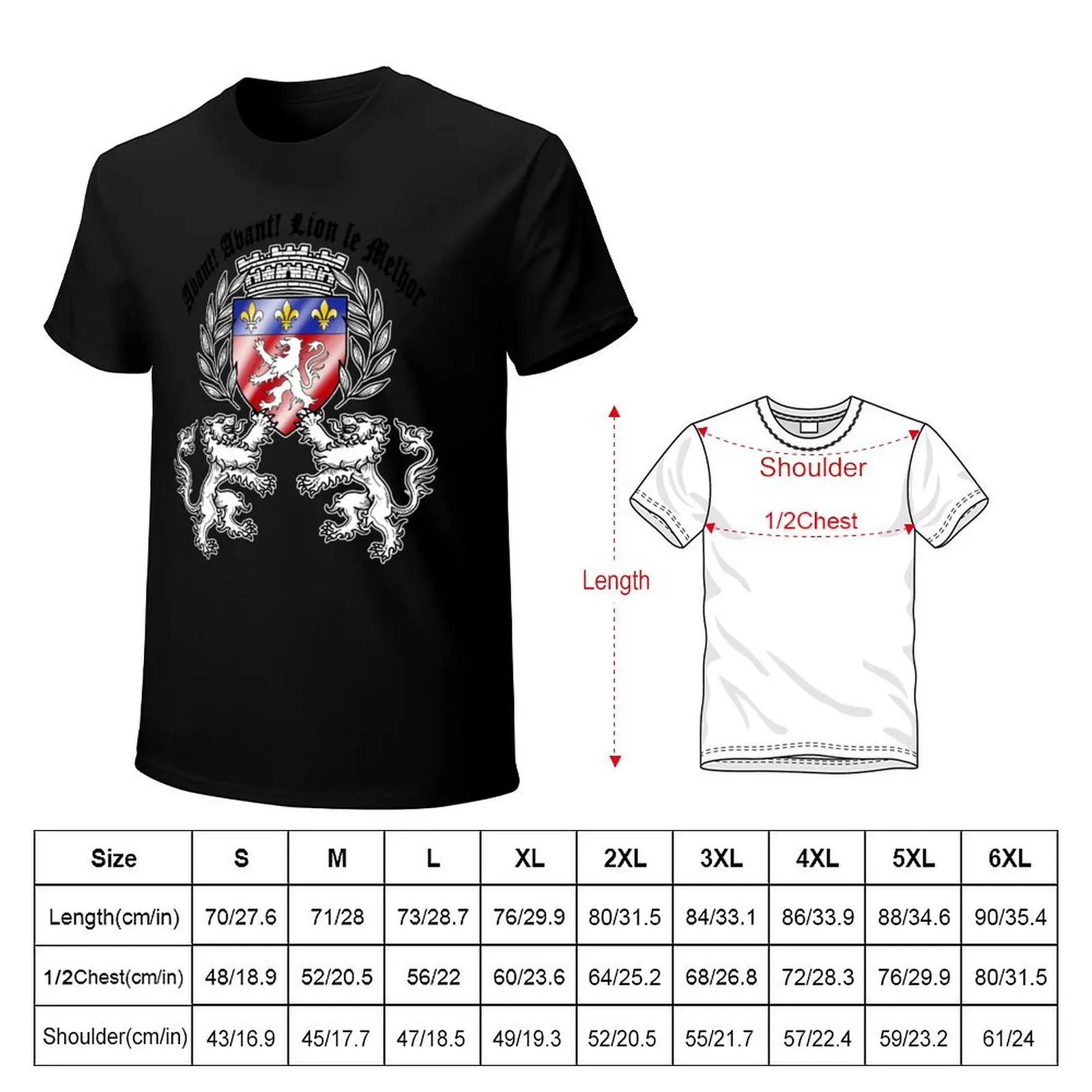 Lyon Coat of Arms Before! Before! Visual for White T-Shirt Sports Casual Breathable Tee Shirt