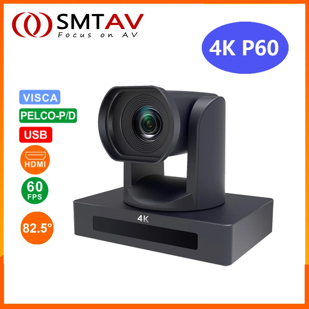 SMTAV 4K 60fps 12X Zoom IP Live Streaming Camera USB3.0 Ultra Wide Angle Video Conference PTZ Camera HDMI SDI Audio VISCA