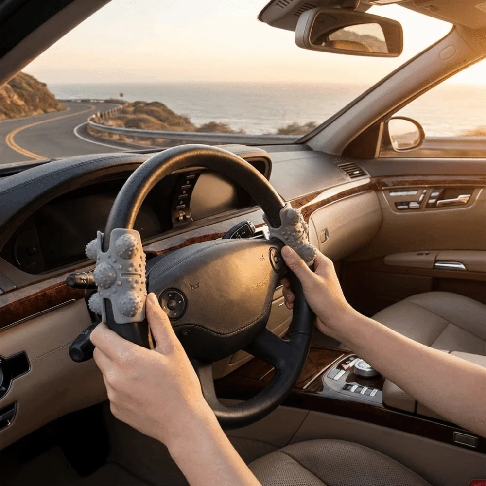 Soft Silicone Steering Wheel Wrap Dense Raised Particles Built-in Positioning Marker Massage Steering Wheel Wrap