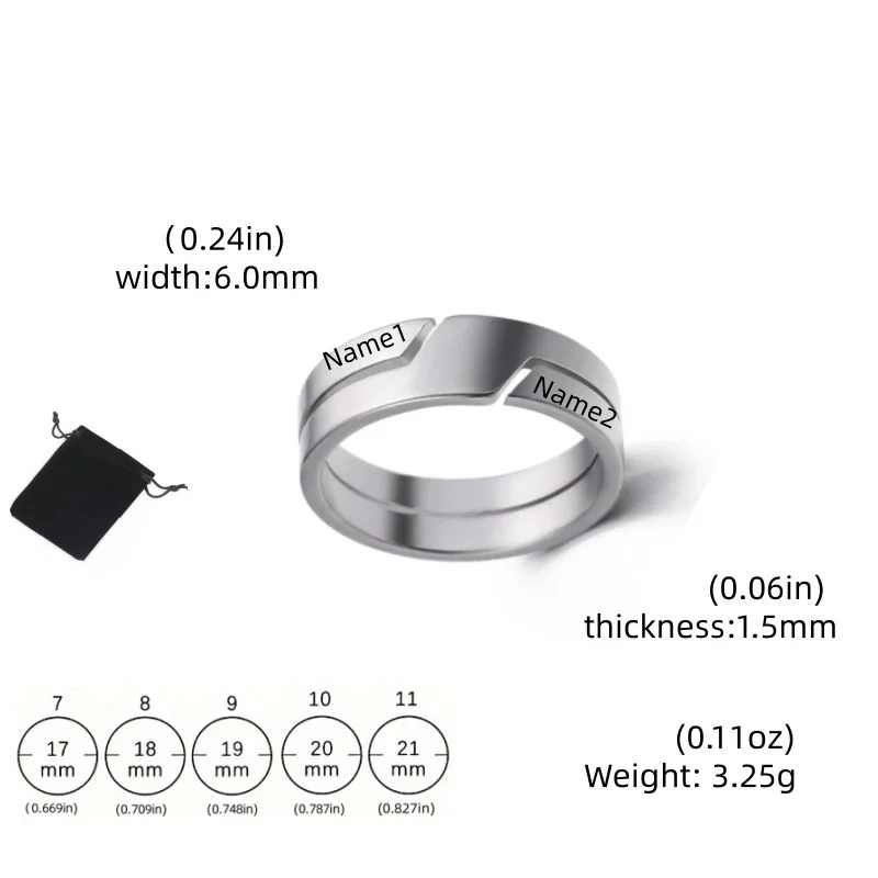 Personalized Stainless Steel Simple Name Ring