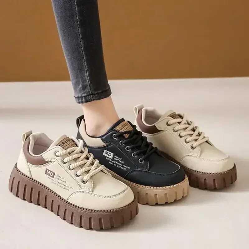 Little White Shoes 2024 Spring/Summer New Women's Casual Versatile Thick Sole Elevated Woman Shoes Student Shoes