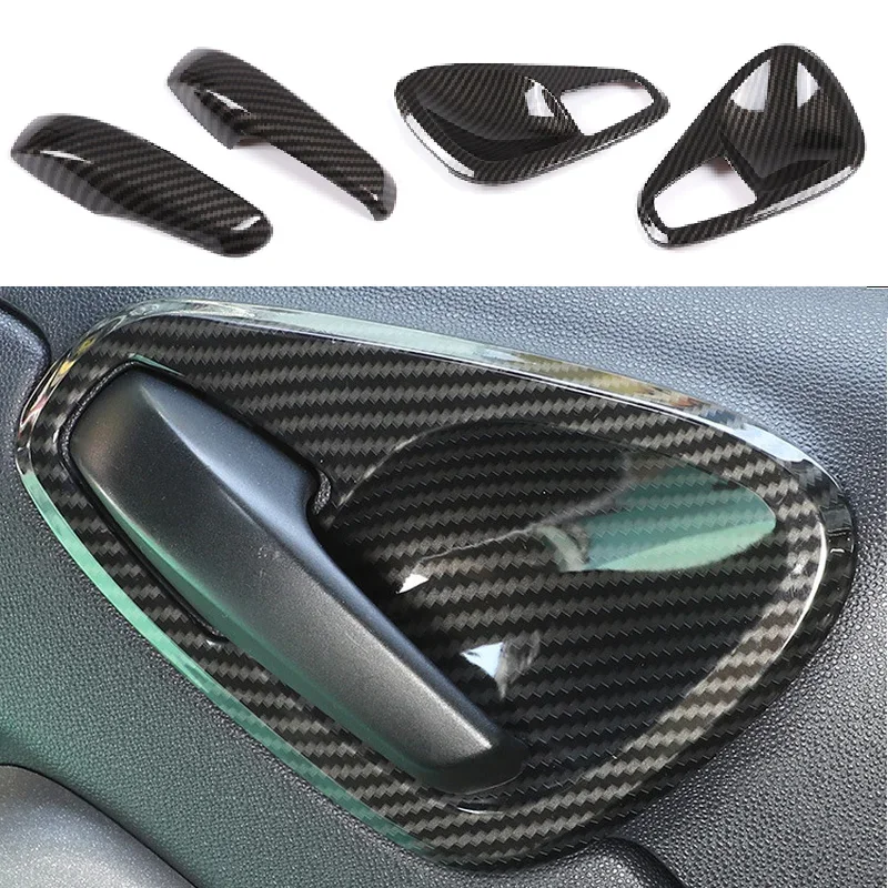 

For Mercedes Smart Fortwo 451 2009-2014 Carbon fiber Car Interior Door Armrest Handle Cover Trim Door Bowl Frame Stickers