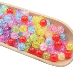 50PCS 8-12MM Transparent Crack Acrylic Beads Pearl Round Loose Beads For Jewelry Making DIY Necklace Bracelet Accessories Ball