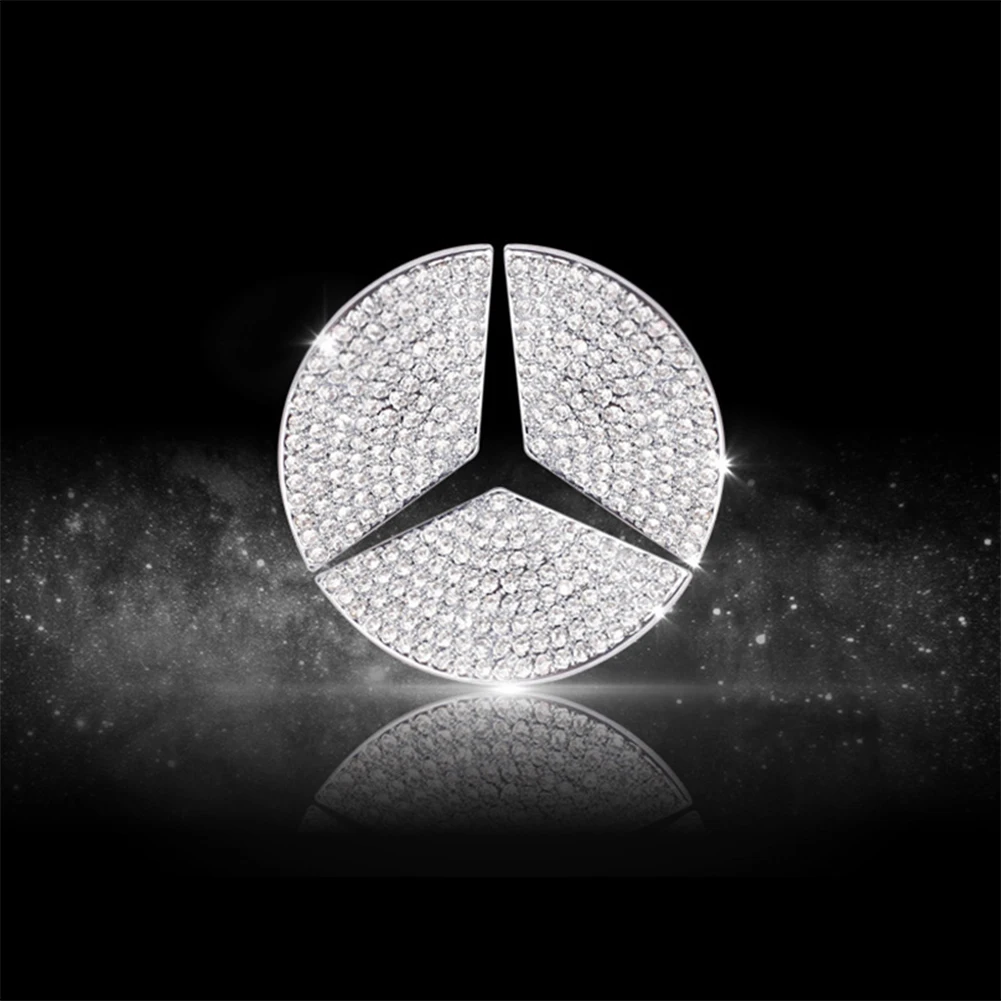 Car Steering Wheel Logo Emblem Diamond Sticker  Diameter 45mm/49mm forDiamond Mercedes Benz A/B/C/E Class CLA GLA GLE GLK Car