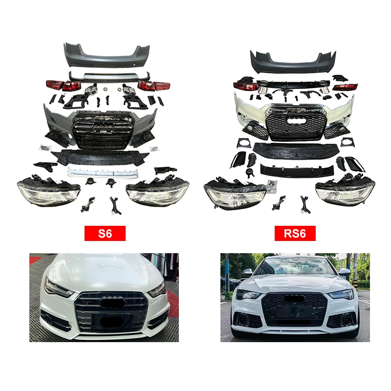 Restomod Body Kits2012-2014 A6 RS6 Car Modification Upgrade Front Bumper Headlights Rear Bumper Universal Fitment Includes Scre