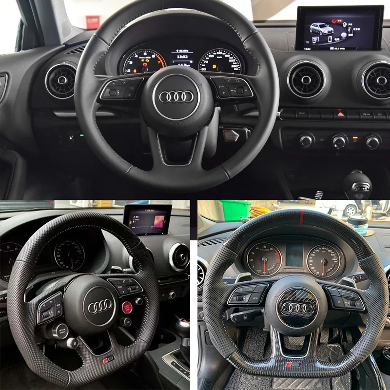 Suitable for Audi A3 S3 RS3 8v.5 2017 2018 2019 replacement carbon fiber or leather steering wheel Modification and upgrade