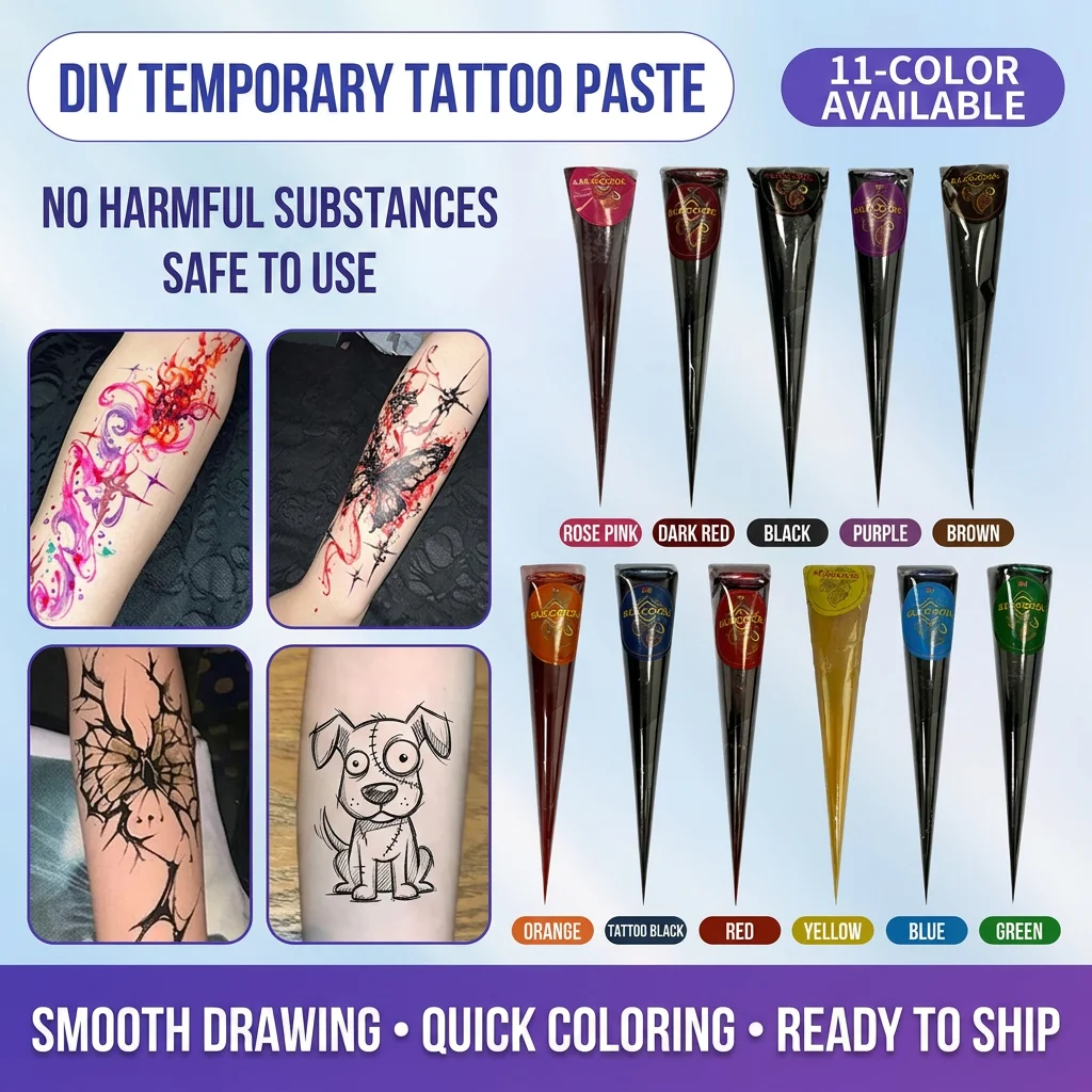 Natural Temporary Flash Tattoo Paste Black Henna For DIY Tattoo Sticker Body Paint Tattoo Cream Indian Wedding Henna Tattoo Past