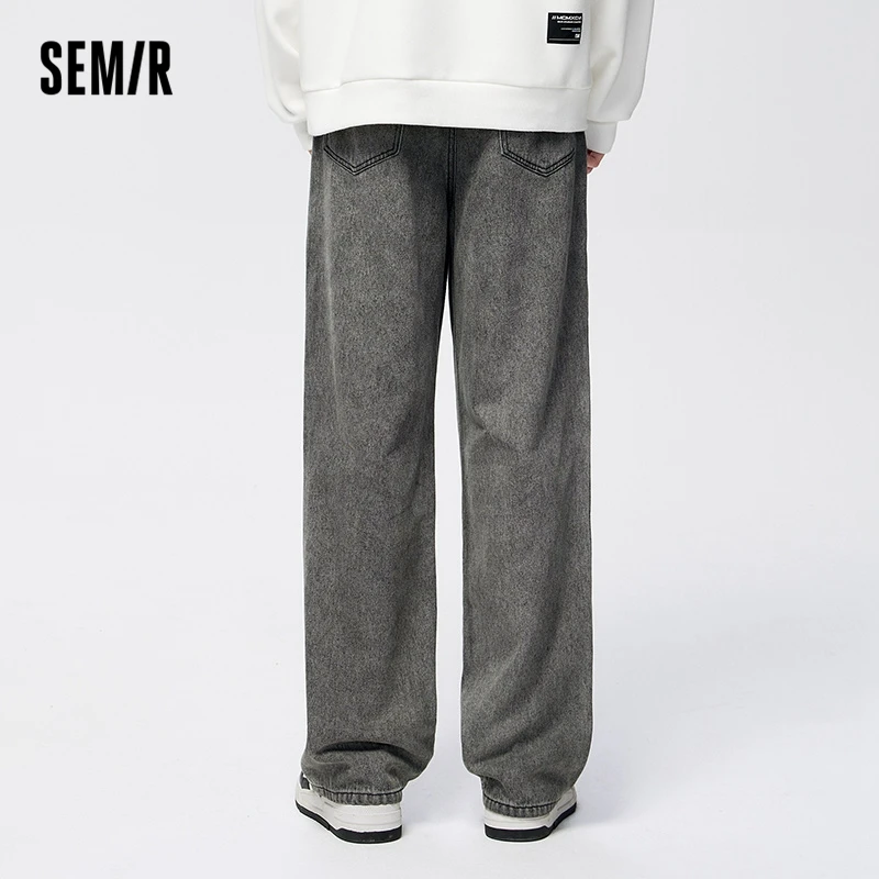 Semir-pantalones vaqueros de algodón puro para hombre, pantalón informal, Retro, de pierna ancha y recta, tendencia, novedad de Primavera de 2023