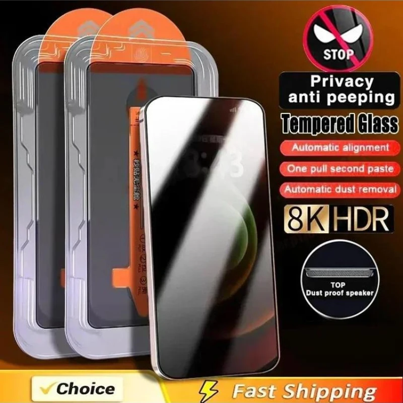 2er-Pack staubfreier Sichtschutzfolie für 17 Pro Max 16 13 12 11 14 15 16e 16 Plus X XS XR XSMax 7 8 SE – Anti-Spionage-Folie