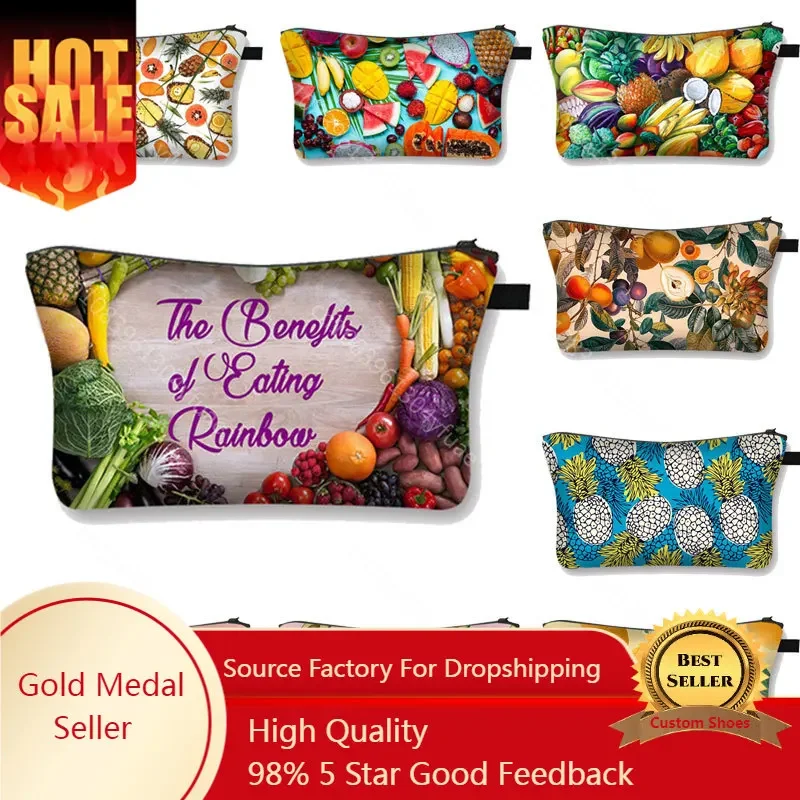 

Tropical Fruit Orange Banana Cosmetic Bag Girls Makeup Bags Women Vegan Cosmetic Case Ladies Make Up Makeup Organizer Bag