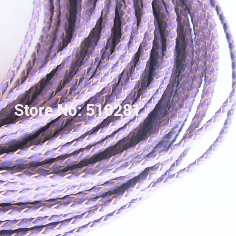 DIY 3mm 50meter high-quality purple braid leather cord jewelry cord