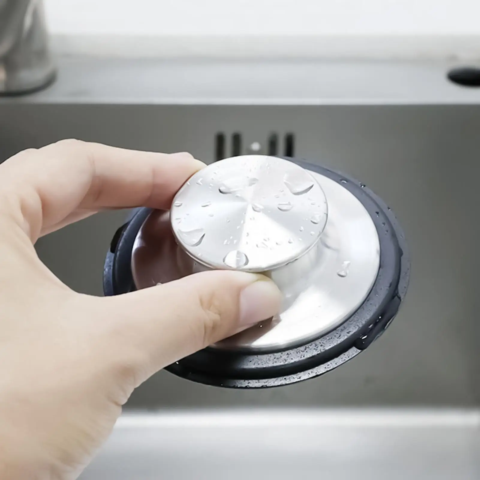Stainless Steel Sink Drain Stopper Garbage Disposal Plug Seal Cover Fit 8.5-8.8cm Drain Hole Water Blocking Replacement Parts