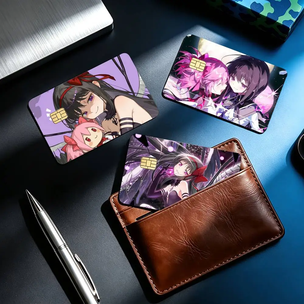CUTE H-Homura Akemi 4pcs 1Set Card Stickers Small Waterproof Chip 4PCS Card Sticker Anti-Scratch