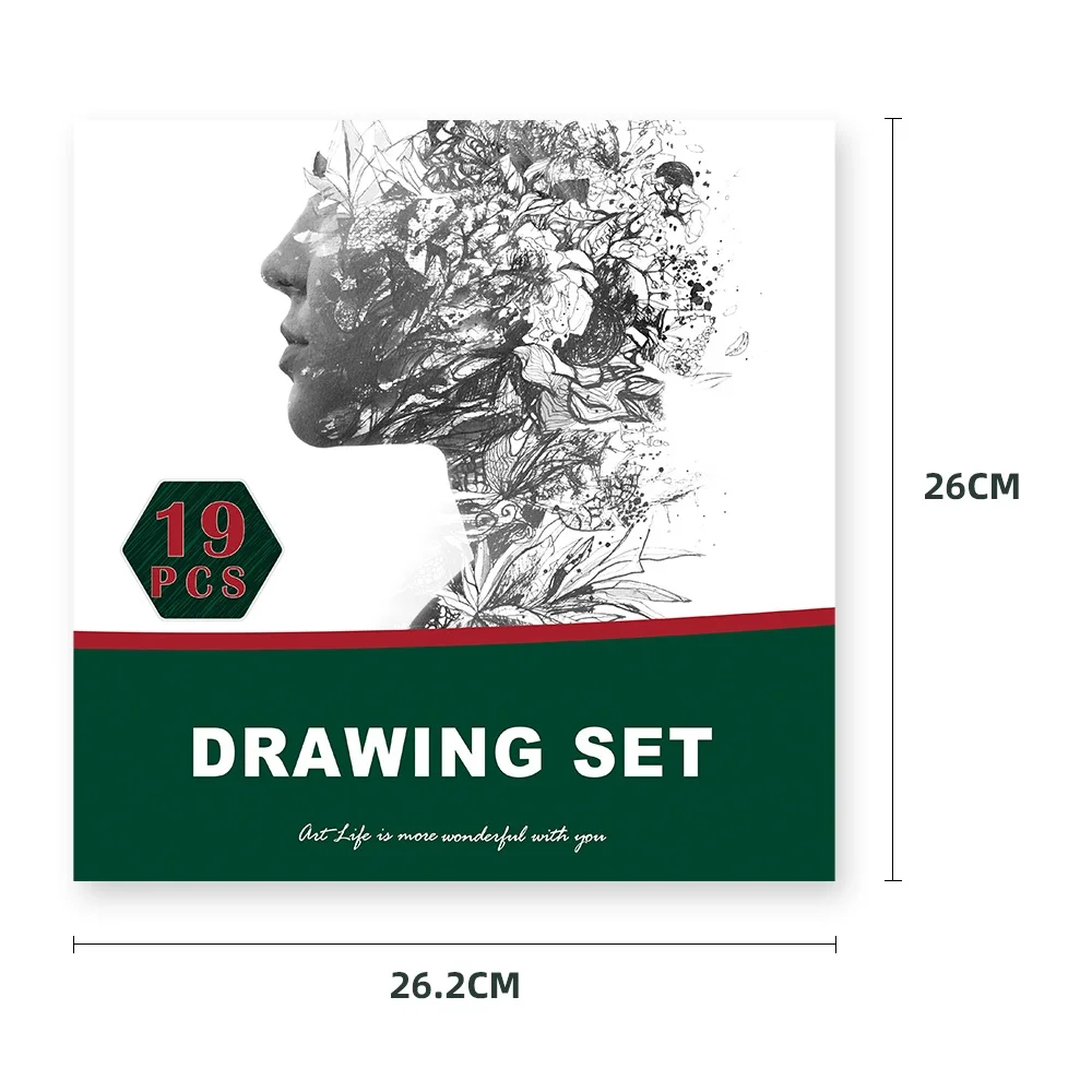 19-Piece Sketching Drawing Art Set for Students Includes Woodless Graphite Charcoal Pencils Erasers Charcoal Sticks Sketchbook