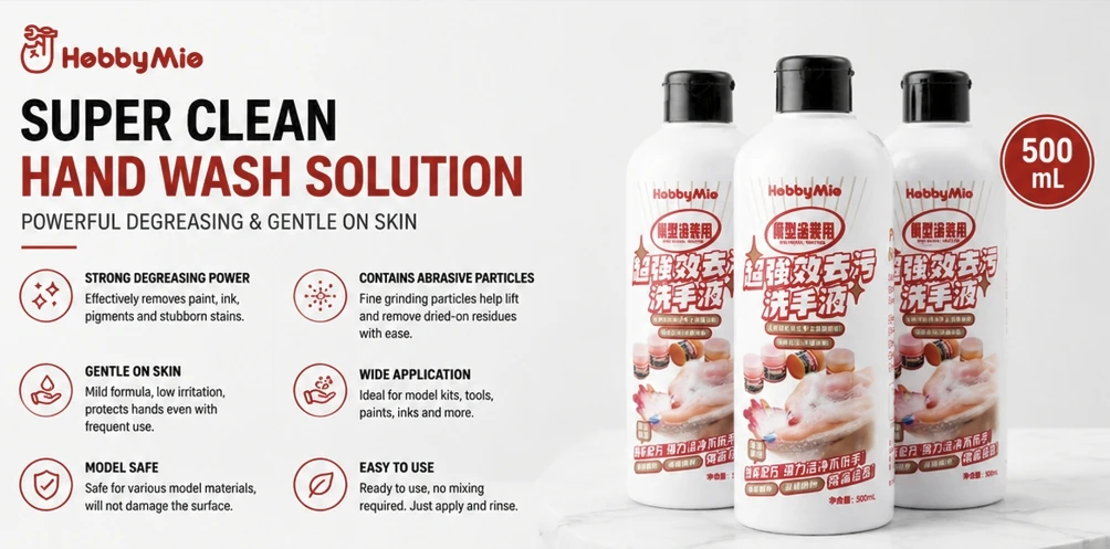 

Hobby Mio Powerful Hand Sanitizer Paint Cleaning Fluid 2.0 Coating Stain Cleaning Fluid 500ml