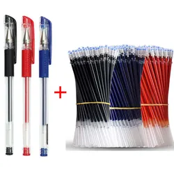 3 + 20 unids/set bolígrafo Gel negro azul rojo recargas de tinta punta de bala 0,5mm diario escritura útiles escolares papelería