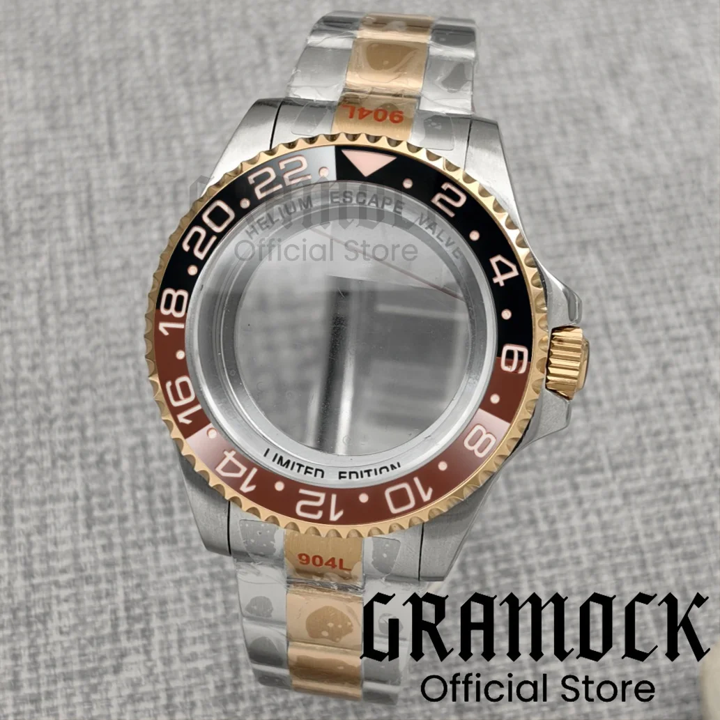 GRAMOCK 44 мм NH34 NH35 ETA2824 PT5000 Мужские серебряные, золотые/розовые золотые часы из нержавеющей стали SEA, ремешок для часов, керамический безель, золотой номер