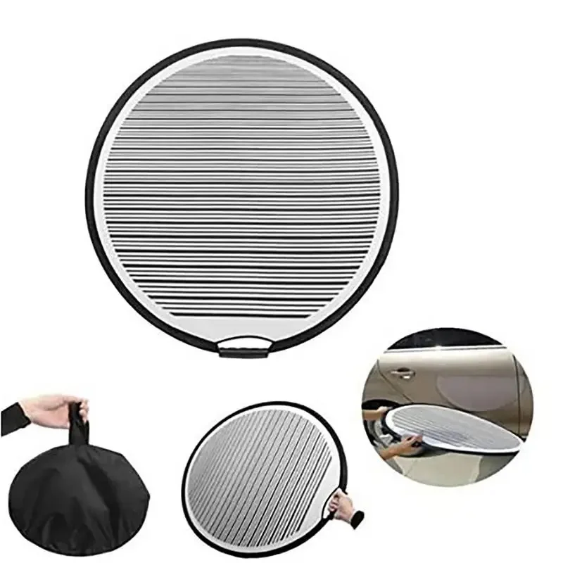 80cm Circular Striped Flexible Foldable PDR Lined Light Reflector Board Round Dent Panel Portable Car Dent Remover Check Tool