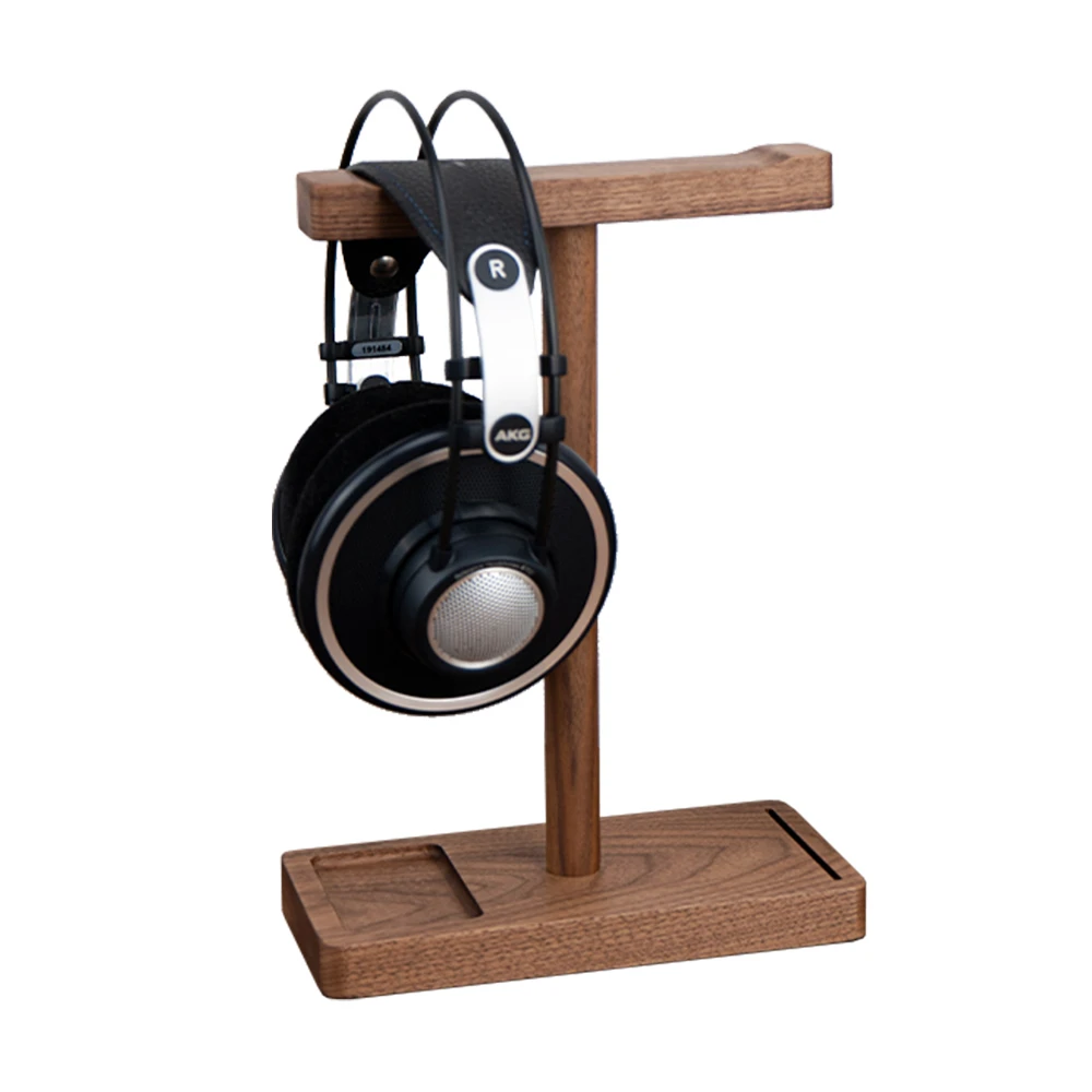 Solid Wood Headphone Stand Walnut Headphones Holder Desktop Desk Beech Headset Rack I-Shaped Creative Display Bracket Hanger