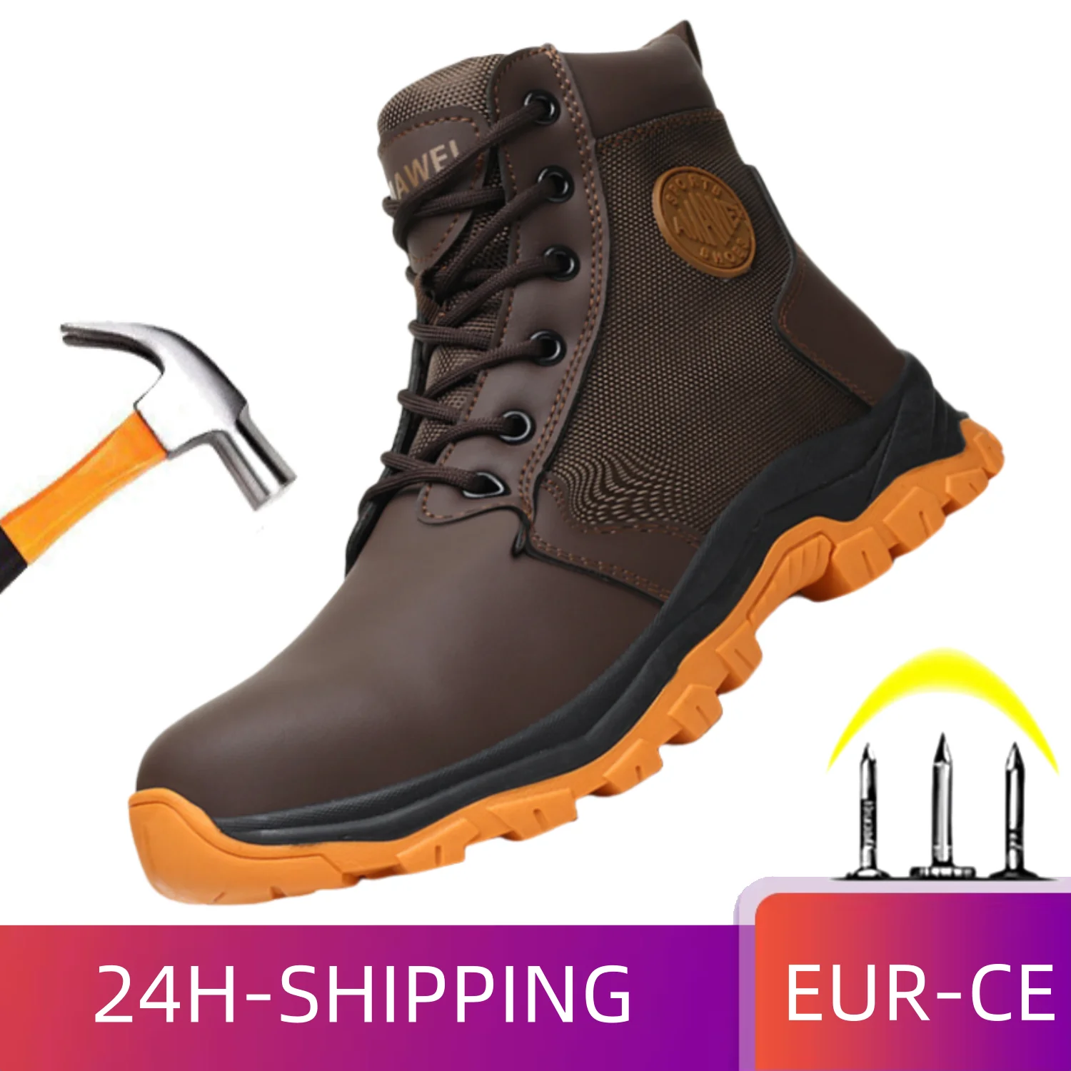 Comfortable Steel Toe Boots for Men Work Boots Indestructible Puncture-proof Work Shoes Desert Safety Boots Safety Shoes