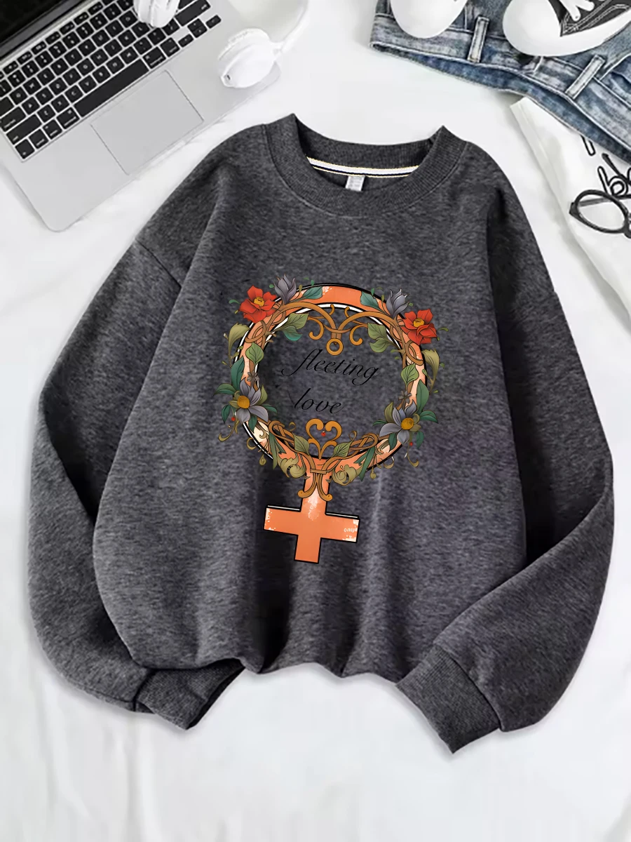 سويت شيرت برقبة دائرية وأكمام طويلة مطبوع كاجوال دافئ أنيق بنمط شخصي ثقيل الوزن (وزن القماش 220–320 جم/م2) #3