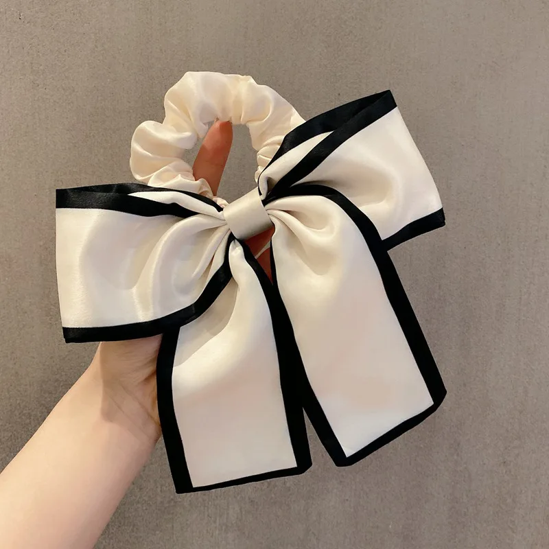 New Fashion Solid Color Hair Bands Girls Summer Bow Scrunchies Korean Pontail Scarf Hair Ties Hair Accessories Hairband