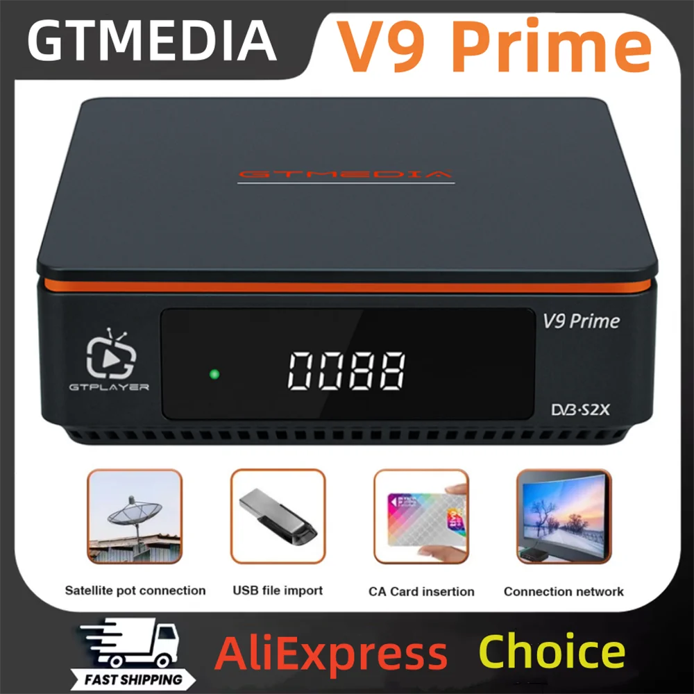GTMEDIA V9 Prime Odbiornik satelitarny DVB-S/S2/S2X H.265 HEVC 10Bit MARS/ECAM/LACAM/CCAM/M3U/CS/IKS,AVS+,VCM/ACM 1080P FHD TV Box