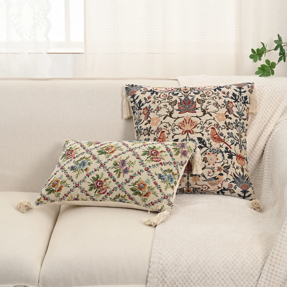 BUYNOW 1PC Jacquard Floral Kissenbezug AmericanPastoral Retro Palace Stil Wohnzimmer Kissen Abdeckung Home Party Schlafzimmer Auto Dekor – Detail 7